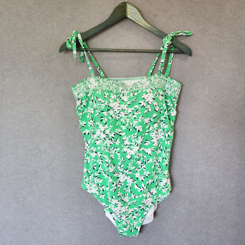 Draper James + Land's‎ End Swimsuit Womens 14 Green Navy White